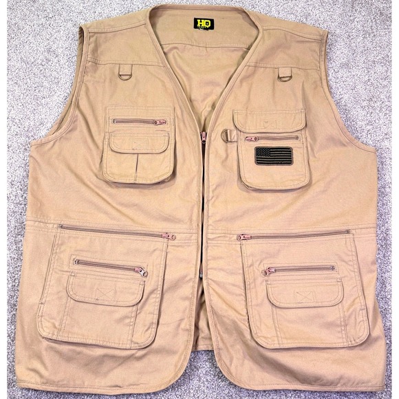 HQ Issue Other - HQ Issue Tactical Vest Men L Tan Multi-Pocket Utility Hunting Fishing Gorpcore